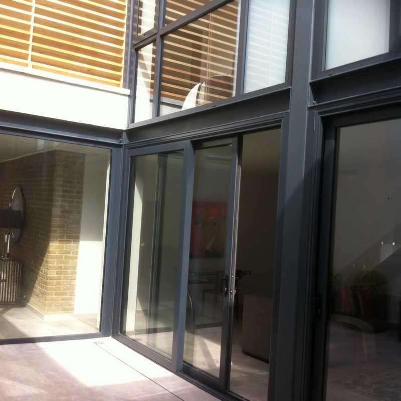 Anthracite aluminium sliding patio doors fitted in Chesham